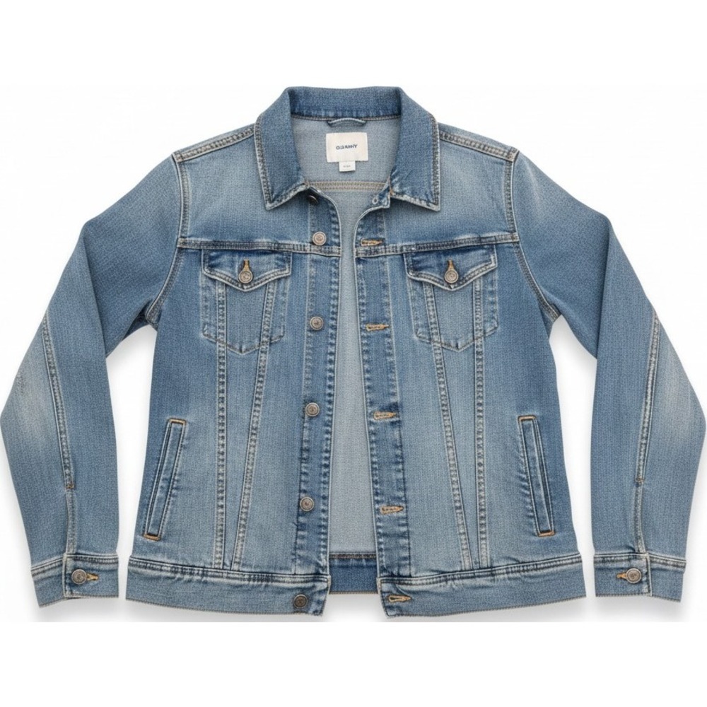 Old‎ Navy Women's Medium Distressed Denim Jacket Trucker Button Front Blue Jean